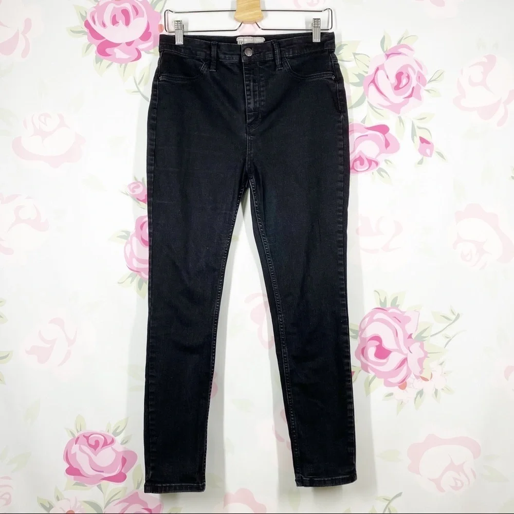 Free People High Rise Black Skinny Denim Jeans 31
